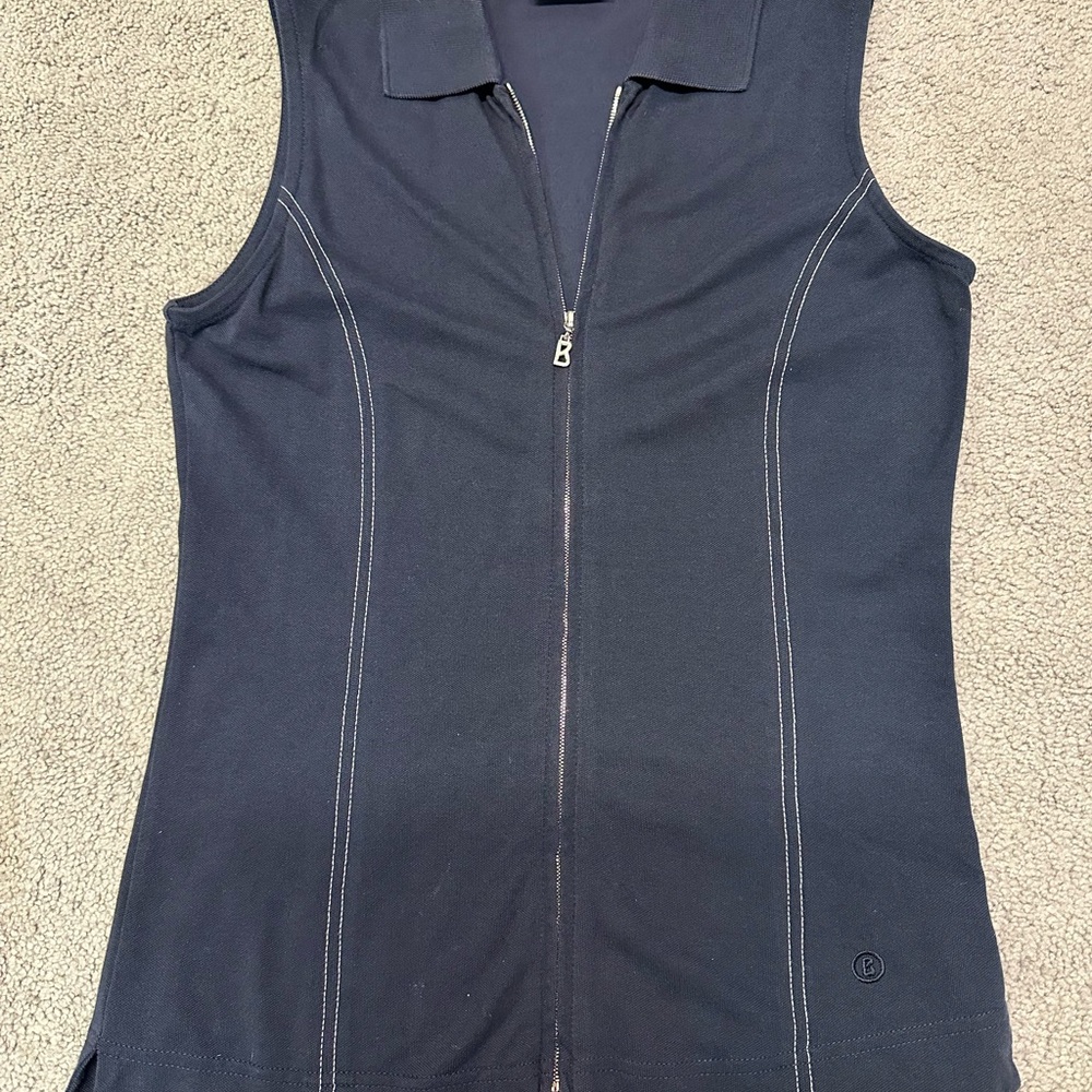 Bogner women’s size 6 full zip sleeveless top Navy Blue Tank Top